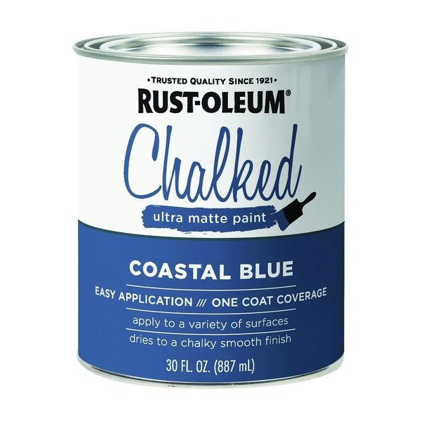 Rust-Oleum Chalked Paint, Matte, Coastal Blue, 1 qt 329207